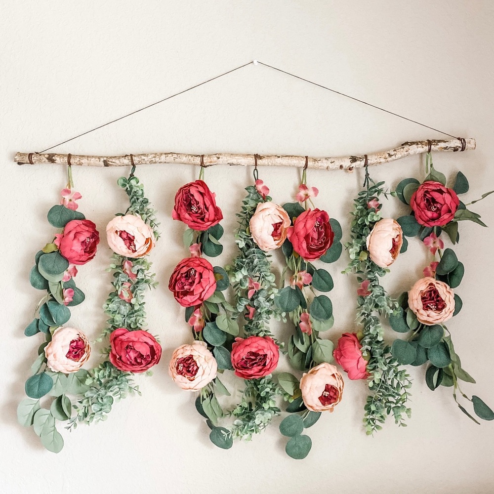Pink peonies floral hanging decor
